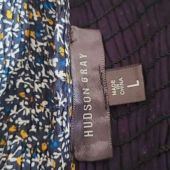 Smocked  Bodice Hudson Gray Blue Floral Sleeveless Maxi Dress - Picture 8 of 14